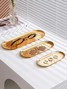 1pc Stainless Steel Gold-color Tray - Gold - View 4