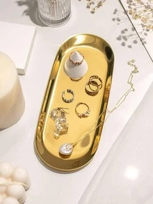 1pc Stainless Steel Gold-color Tray - Gold - View 3