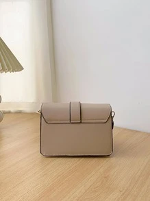 1pc Khaki Minimalist Fashion Flap Closure Small Square Bag With Adjustable Wide Strap, Suitable For Women's Daily Commute, Shopping, Cosmetics Storage, Girlfriend/Mother's Day Gift