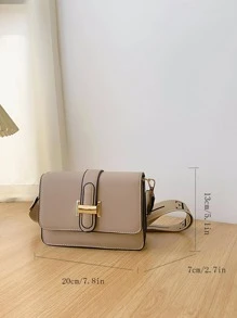 1pc Khaki Minimalist Fashion Flap Closure Small Square Bag With Adjustable Wide Strap, Suitable For Women's Daily Commute, Shopping, Cosmetics Storage, Girlfriend/Mother's Day Gift