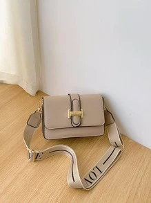 1pc Khaki Minimalist Fashion Flap Closure Small Square Bag With Adjustable Wide Strap, Suitable For Women's Daily Commute, Shopping, Cosmetics Storage, Girlfriend/Mother's Day Gift