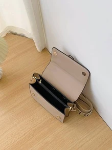 1pc Khaki Minimalist Fashion Flap Closure Small Square Bag With Adjustable Wide Strap, Suitable For Women's Daily Commute, Shopping, Cosmetics Storage, Girlfriend/Mother's Day Gift