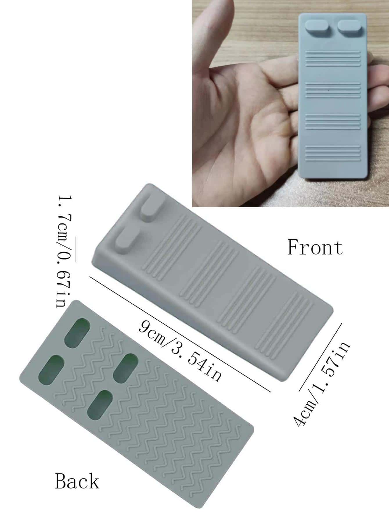 1 Chặn Cửa TPR, Giá Đỡ Chặn Cửa Màu Xám Đơn Giản Cho Gia Đình - Xám - Xem 2