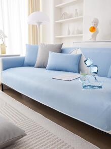 1入組素色沙發巾，客廳用現代滌綸防滑毛巾套 - 藍色 - 查看 1