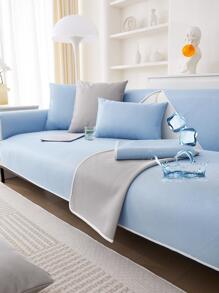 1入組素色沙發巾，客廳用現代滌綸防滑毛巾套 - 藍色 - 查看 5