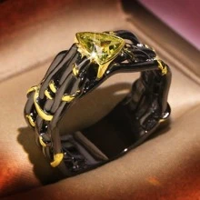 Nhẫn trang trí đá rhinestone - màu đen - Xem 5