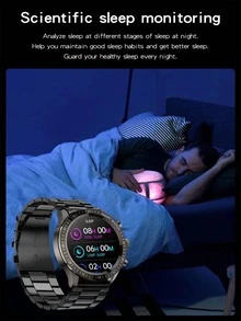 1 pieza monitoreo de frecuencia cardíaca Reloj cuarzo de puntero redondo & 1 pieza Correa de reloj - Negro - Ver 4