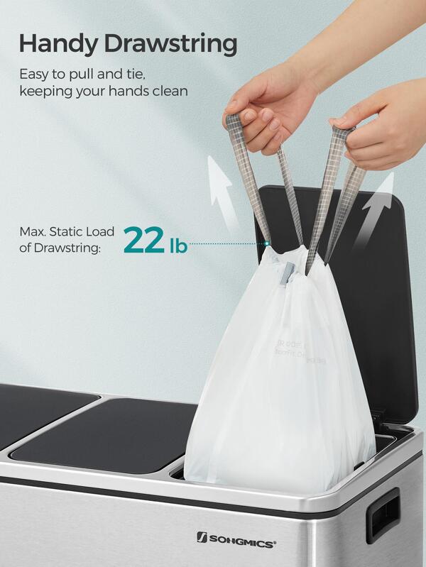 SONGMICS Small Garbage Bags for 45.3 Gallon Garbage Cans, Drawstring