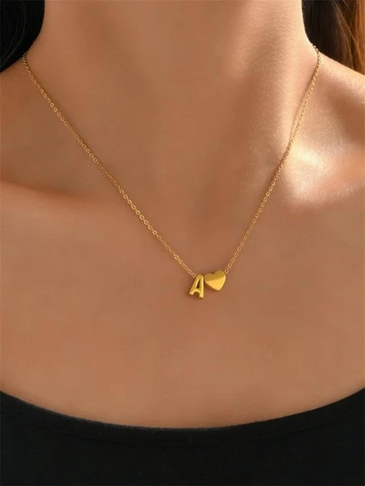 1件 时尚简约女士镂空26字母英文项链