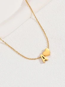 1件 时尚简约女士镂空26字母英文项链 - 金色 - 查看 5