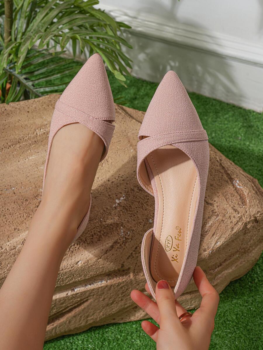 Giày đơn nữ Giày đế bằng mũi nhọn chuyên nghiệp - Hồng - Xem 1