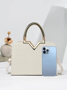 PLANEE 时尚、简约、优雅、大容量、手提、单肩、斜挎女士方包、母亲节礼物、妈妈礼物、妈妈的必需品、外出妈妈包、女士商务休闲包、非常适合办公室、商务和工作、商务休闲女包非常适合办公室商务和工作 - 米色 - 查看 3