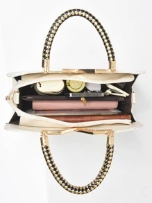 PLANEE 时尚、简约、优雅、大容量、手提、单肩、斜挎女士方包、母亲节礼物、妈妈礼物、妈妈的必需品、外出妈妈包、女士商务休闲包、非常适合办公室、商务和工作、商务休闲女包非常适合办公室商务和工作 - 米色 - 查看 7