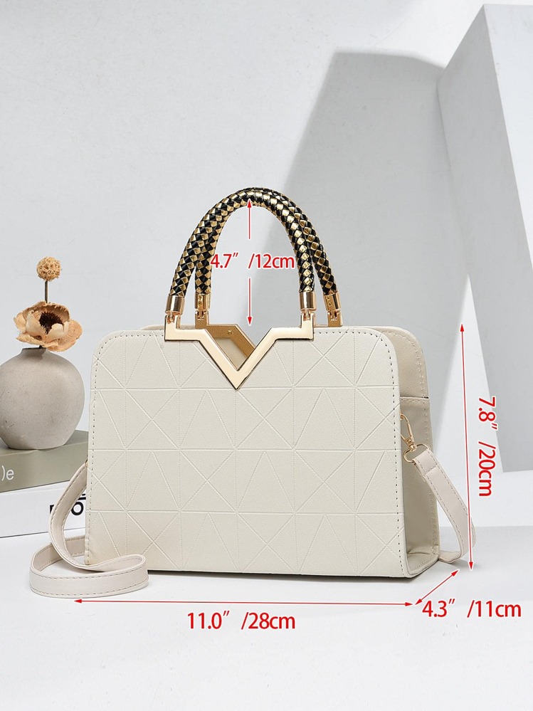 PLANEE 时尚、简约、优雅、大容量、手提、单肩、斜挎女士方包、母亲节礼物、妈妈礼物、妈妈的必需品、外出妈妈包、女士商务休闲包、非常适合办公室、商务和工作、商务休闲女包非常适合办公室商务和工作 - 米色 - 查看 2