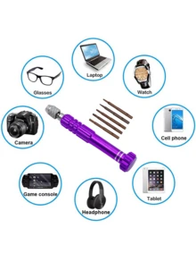 1pc 5 In 1 Screwdriver Repair Kit Screwdriver Set Phone Opening Tool Phone Repair Tool - Purple - View 3