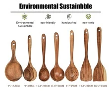 AIUHI Bộ dụng cụ nấu ăn bằng gỗ 5 cái - màu nâu - Xem 2