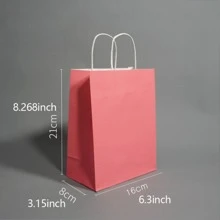 1 Túi Giấy Quà Tặng, Túi Gói Quà Màu Hồng Tối Giản Cho Bữa Tiệc - Hồng - Xem 3