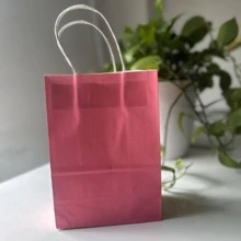 1 Túi Giấy Quà Tặng, Túi Gói Quà Màu Hồng Tối Giản Cho Bữa Tiệc - Hồng - Xem 4