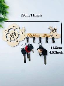 1pc Key Wall Hooks, Creative Key Holder For Front Door Design Wall Decoration Rack Hanger - Khaki - View 2