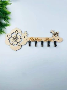 1pc Key Wall Hooks, Creative Key Holder For Front Door Design Wall Decoration Rack Hanger - Khaki - View 3