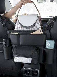 汽車座椅儲物袋,掛袋,扶手箱,汽車面紙盒,多功能袋式儲物裝置,隨身物品儲物袋 - 黑色 - 查看 1