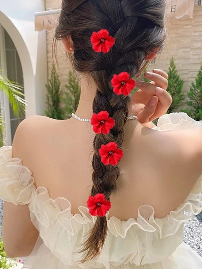 5pcs Women Flower Decor Cute Hair Clip For Hair Decoration Boho Claw Clips Hair Claws Hair Barrettes, School Stuff, Vacation Outfits Woman, Hair Accessories, Head Accessories, Hair Accessories For Women