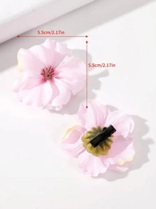 5个装女士花朵装饰可爱发夹，波西米亚风爪夹，发卡，上学用品，度假装扮，发饰，头部饰品，发夹 - 粉色 - 查看 3