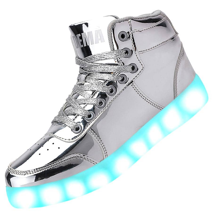 Odema Unisex LED Shoes High Top Light Up Couple Dancing Sneakers For Women Men Valentine's Day - 銀色 - 查看 1