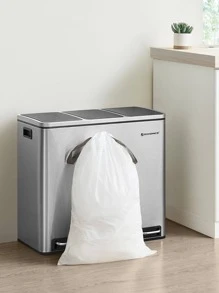 SONGMICS 120pcs Garbage Bags For 4-5.3 Gallon (15-20L) Garbage Cans, Drawstring Garbage Bags, Liner Code 020A, 3 Rolls, 120 Count, White - trắng - Xem 1