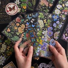 20 Sheets Transparent Flower Stickers For Scrapbooking PET Vintage Plants Stickers Clear Flower Decorative Waterproof DIY Non-Self-Adhesive Paper For Scrapbook Journal Album Laptop Card Making,School Supplies,Back To School