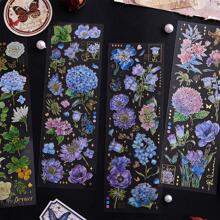 20 Sheets Transparent Flower Stickers For Scrapbooking PET Vintage Plants Stickers Clear Flower Decorative Waterproof DIY Non-Self-Adhesive Paper For Scrapbook Journal Album Laptop Card Making,School Supplies,Back To School