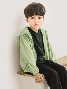 Chaquetas de niños Cremallera Liso Casual - verde menta - Ver 2