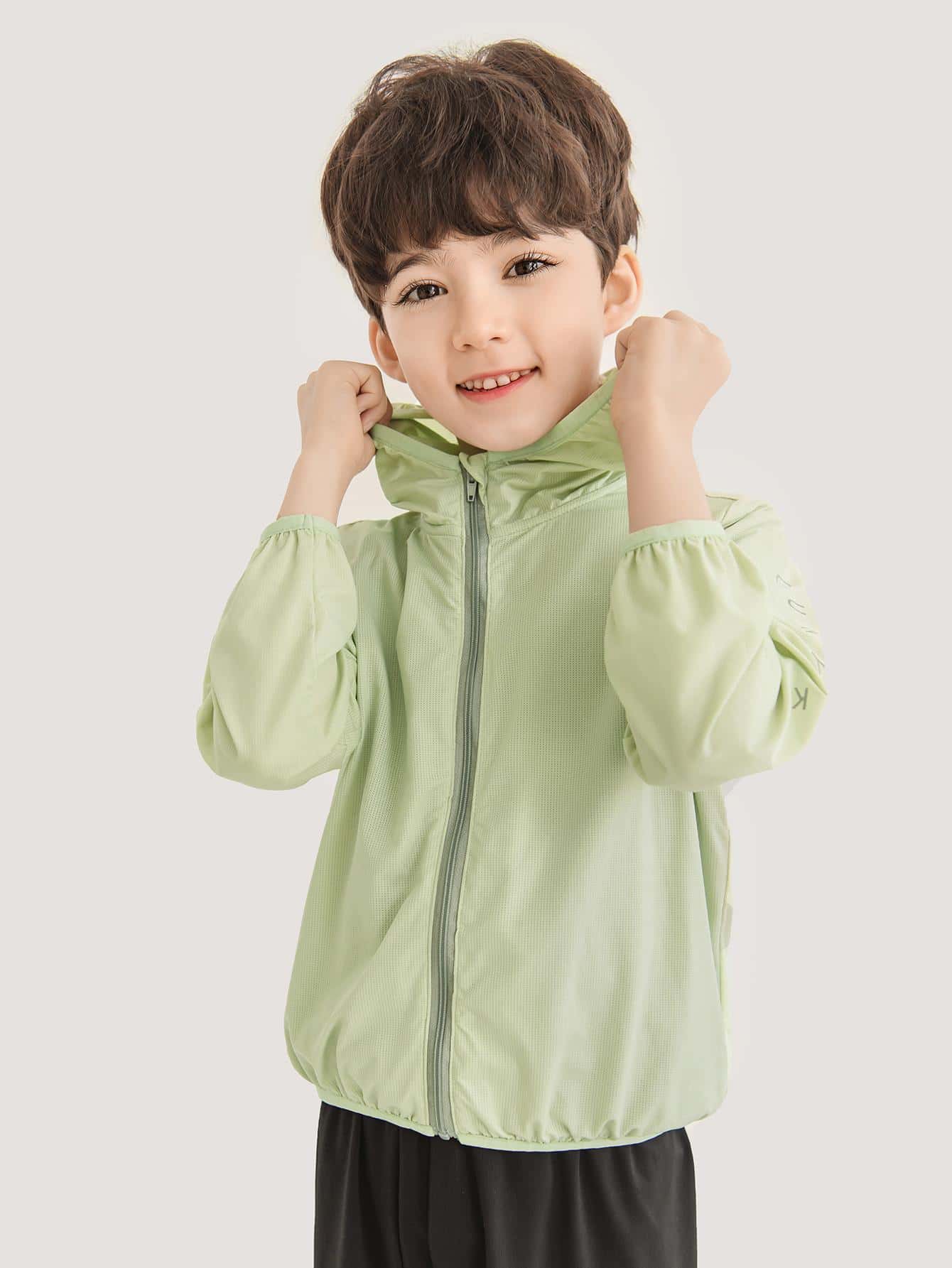 Chaquetas de niños Cremallera Liso Casual - verde menta - Ver 1