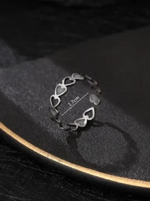 男士愛心裝飾開口戒指,適用於首飾類禮品和派對 - 銀色 - 查看 5