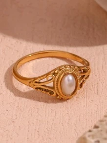 MamacitaSlay Anillo con diseño de perla artificial
