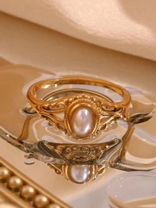 MamacitaSlay Anillo con diseño de perla artificial