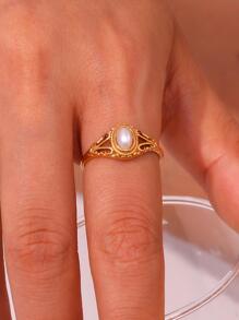 MamacitaSlay Anillo con diseño de perla artificial
