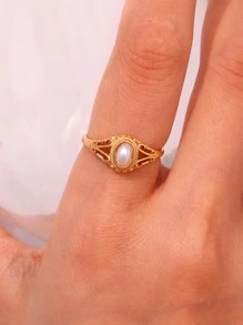 MamacitaSlay Anillo con diseño de perla artificial