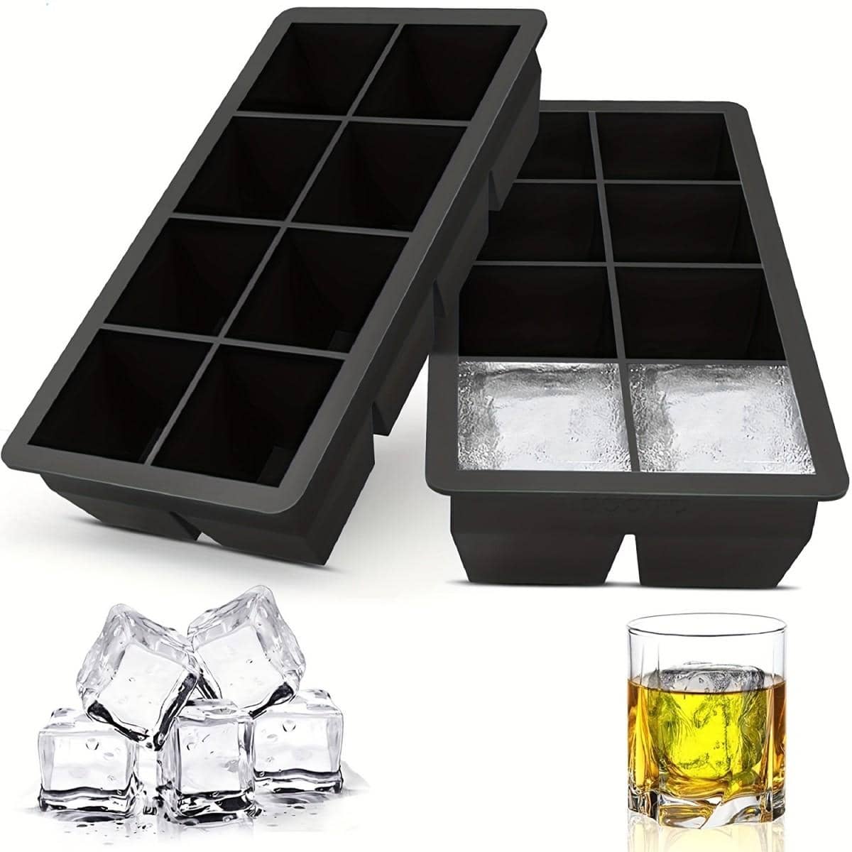 1 Set Large Ice Cube Tray For Refrigerator, Silicon Ice Cube Tray For