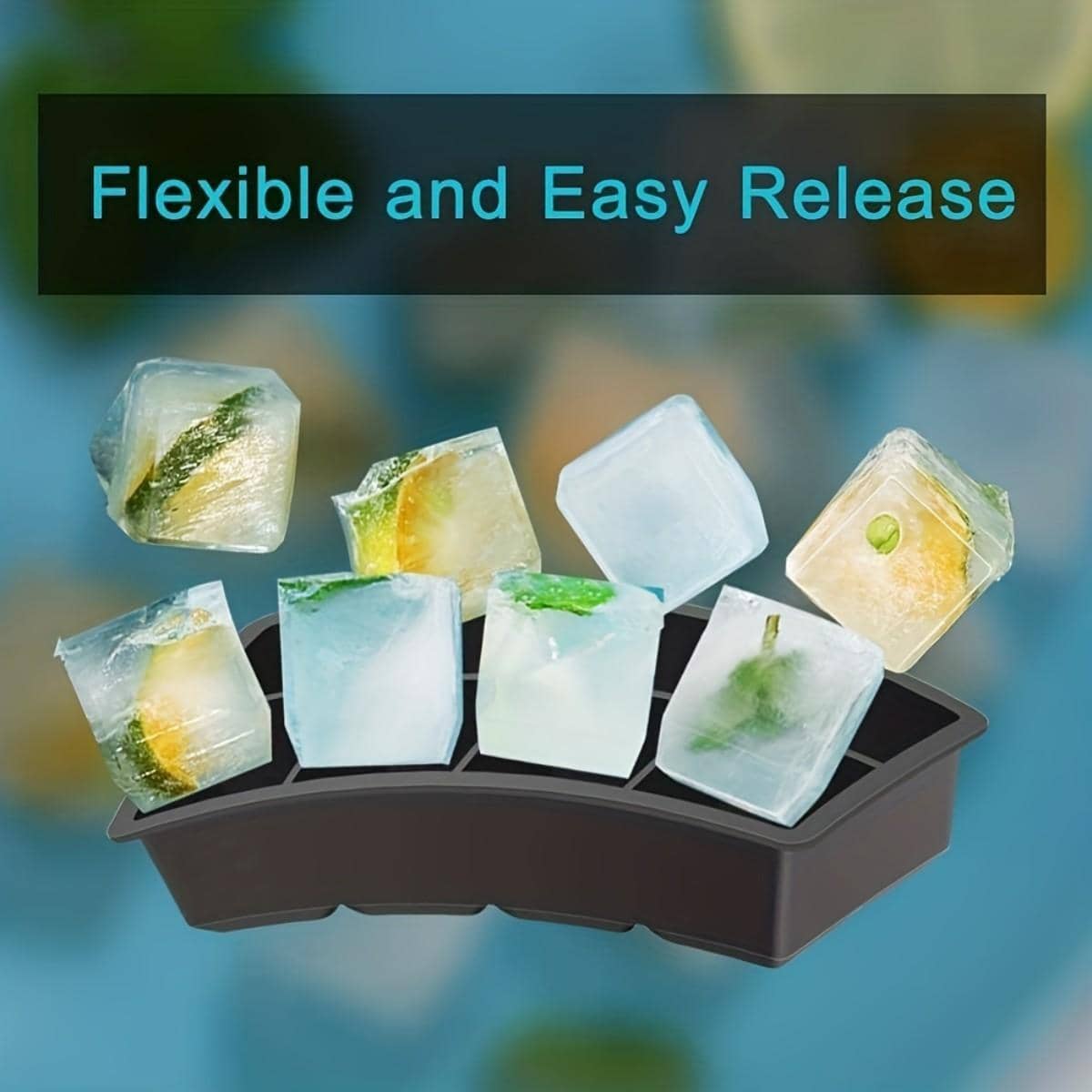 1 Set Large Ice Cube Tray For Refrigerator, Silicon Ice Cube Tray For