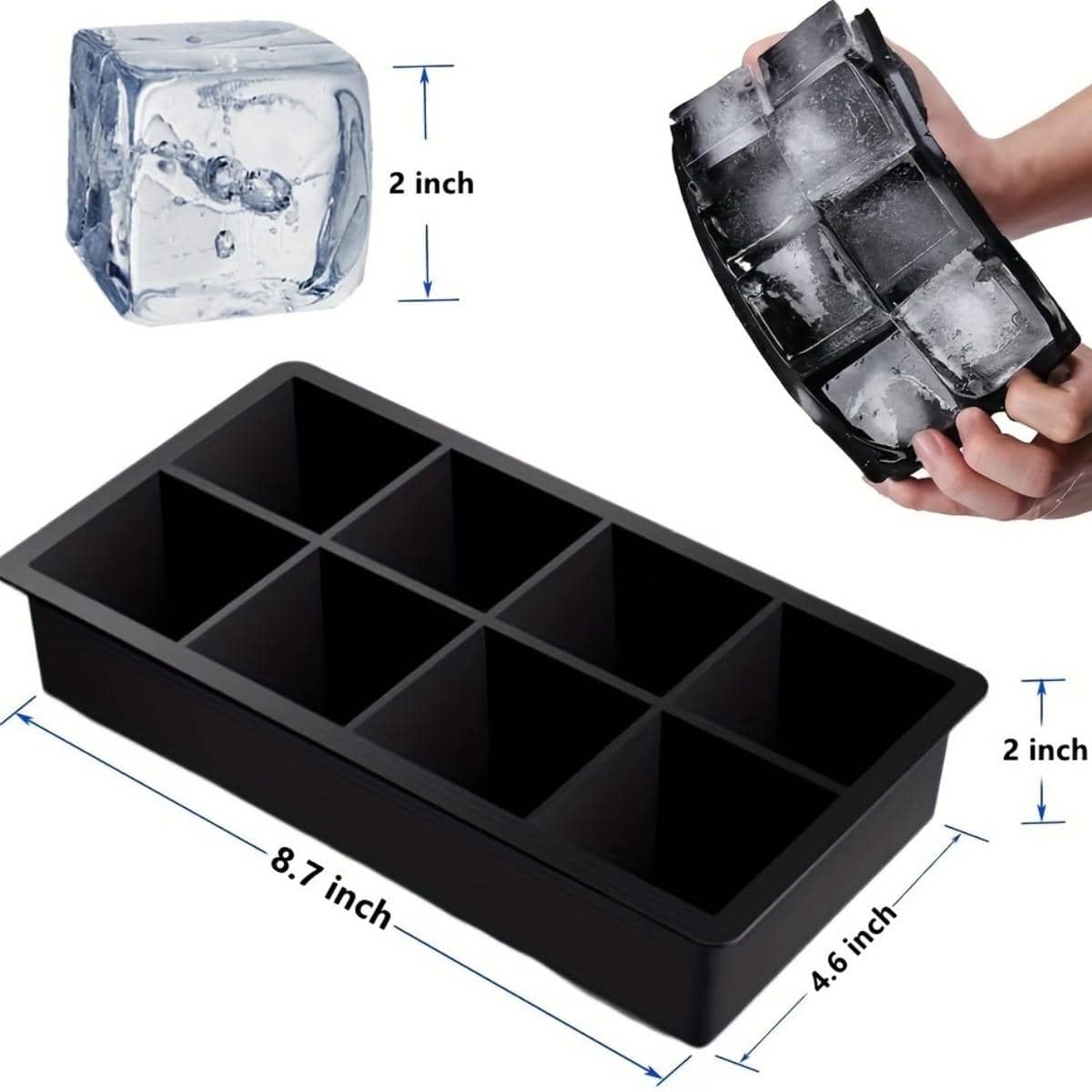 1 Set Large Ice Cube Tray For Refrigerator, Silicon Ice Cube Tray For