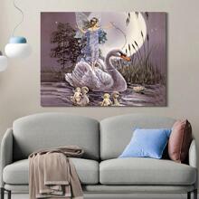 Elf Fairy tales Painting Modern Decor Wall Art spirit Painting Contemporary Decor Gray Abstract Canvas Living Room