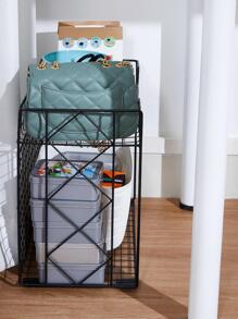 1pc Black Book Storage Rack, Minimalist Multi-purpose Stationery Storage Rack For Office, Home - Black - View 5