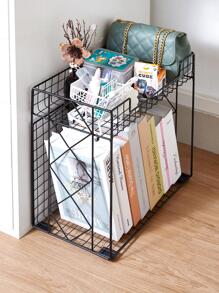 1pc Black Book Storage Rack, Minimalist Multi-purpose Stationery Storage Rack For Office, Home - Black - View 3