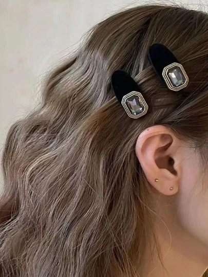 2件/4件/6件套黑色优雅时尚发夹，适合女性、学生、发饰