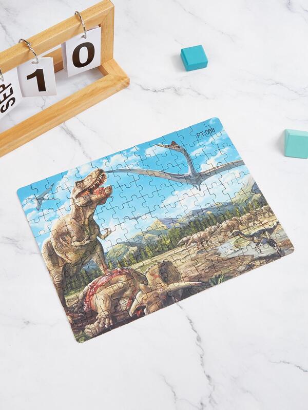 1pc Paper Kid's Puzzle, Funny Dinosaur Pattern Puzzle For Kids