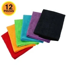 12 paños de microfibra franela de 30x30 cm para limpieza multiusos en cocina, baño, hogar y otros usos domésticos - Multicolor - Ver 1