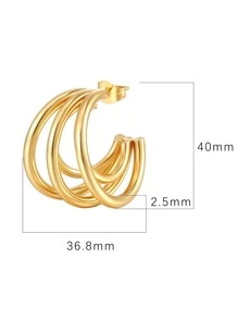 1對時尚多層圓耳環適合女士日常裝飾 - 彩色 - 查看 5