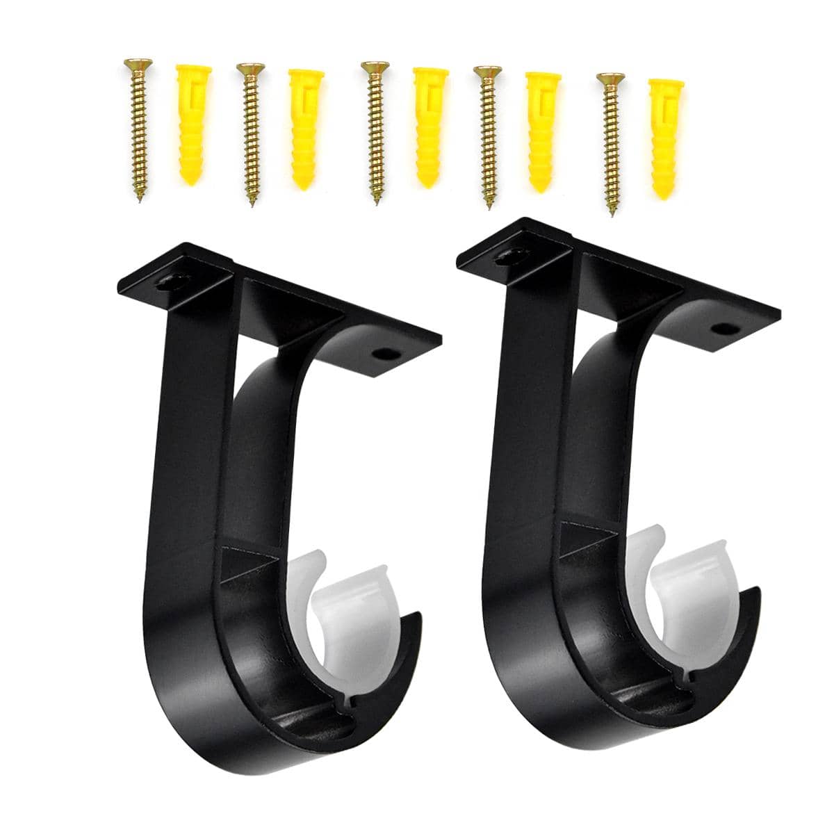 2 Curtain Rod Brackets, Curtain Rail Brackets, Curtain Pole Bracket 28mm Aluminum Alloy Curtain Pole Holder - Black - View 1