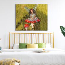Elf Fairy tales Painting Modern Decor Wall Art spirit Painting Contemporary Decor Gray Abstract Canvas Living Room